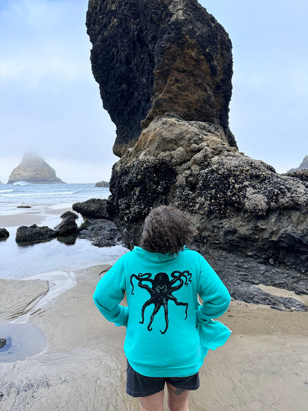 Octopus Kraken Ultra Soft Zip up-Hoodie - Unisex Teal
