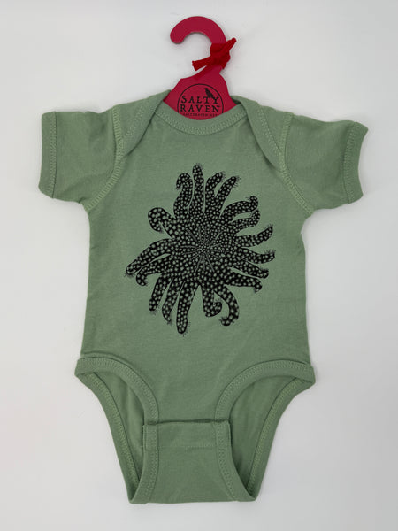 Sunflower Sea Star Tide Pool Treasures Infant Baby One piece Infant Bodysuit Sage