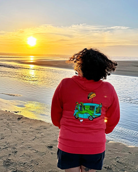 Octo's Tacos Zipped Hoodie - Unisex Heathered Red