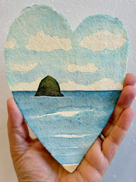 Emerald Seas of Haystack 11 x 14  - Original Watercolor Paintings By Seasons Kaz Sparks