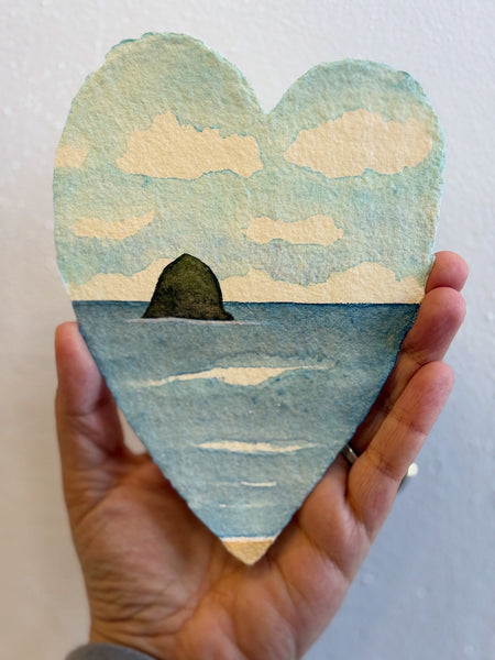 Emerald Seas of Haystack 11 x 14  - Original Watercolor Paintings By Seasons Kaz Sparks