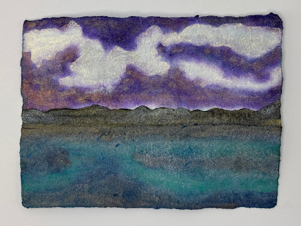 Magic Night River 8x10  - Original Watercolor Paintings By Seasons Kaz Sparks