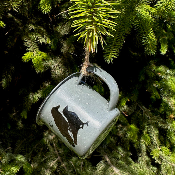 Celestial Raven - Mini Enamel Campfire Espresso Mugs or Ornaments 3oz