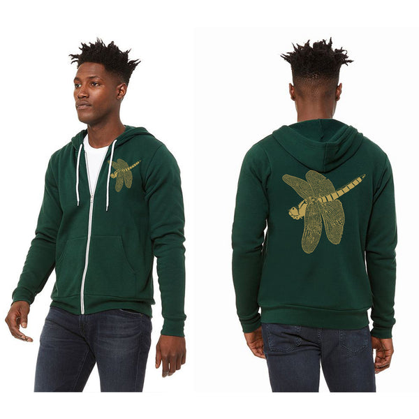 Dragonfly Jewel Ultra Soft BellaCanvas Zip Up Hoodie Forest