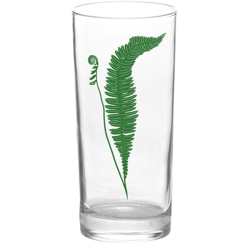 Botanical Fern Color Green Tall Collins Glass