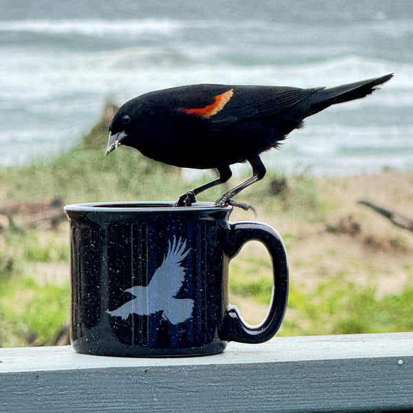 Flying Raven Black 15oz Ceramic Campfire Mug