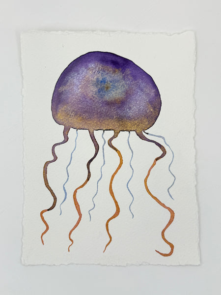 Galaxy Jellyfish  11x14  - Original Watercolor Paintings By Seasons Kaz Sparks
