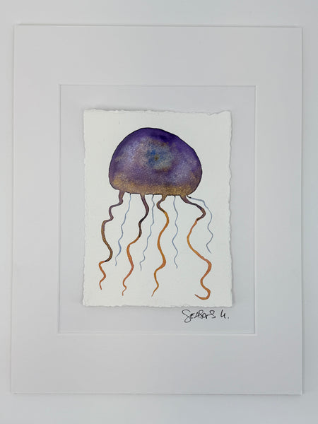 Galaxy Jellyfish  11x14  - Original Watercolor Paintings By Seasons Kaz Sparks