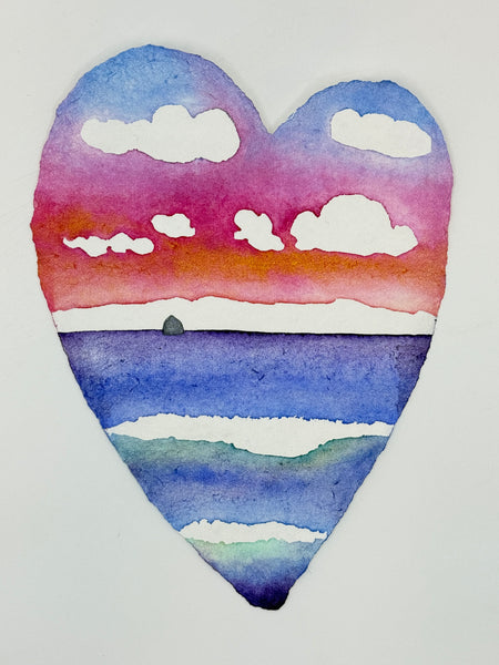 Berry Sky Heart 11 x 14  - Original Watercolor Paintings By Seasons Kaz Sparks