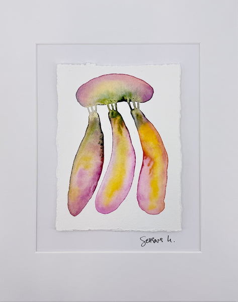 Banana Jelly 11x14  - Original Watercolor Paintings By Seasons Kaz Sparks