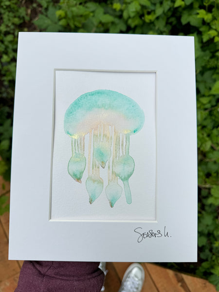 Dreamy Cloud Jellyfish  8x10  - Original Watercolor Paintings By Seasons Kaz Sparks (Copy)