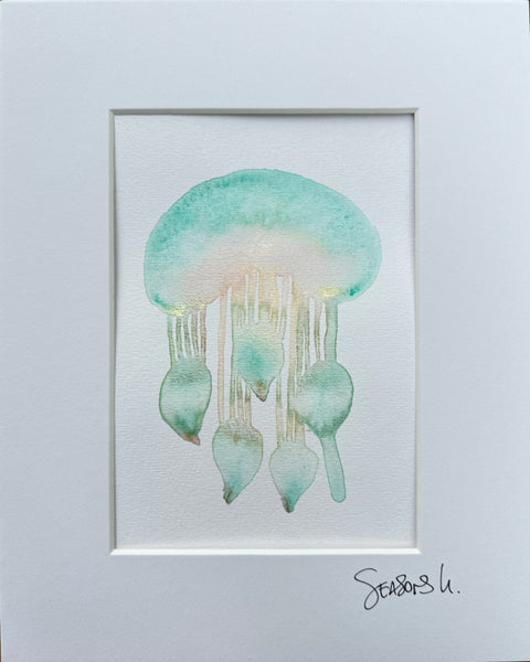 Dreamy Cloud Jellyfish  8x10  - Original Watercolor Paintings By Seasons Kaz Sparks (Copy)
