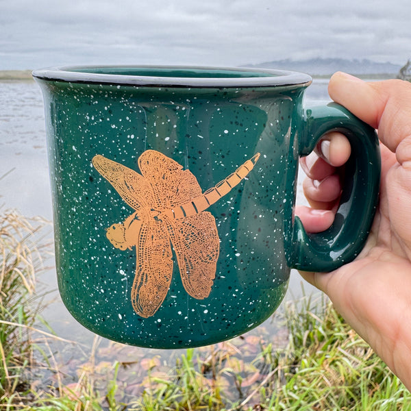 Dragonfly Jewel Forest Green 15oz Ceramic Campfire Mug
