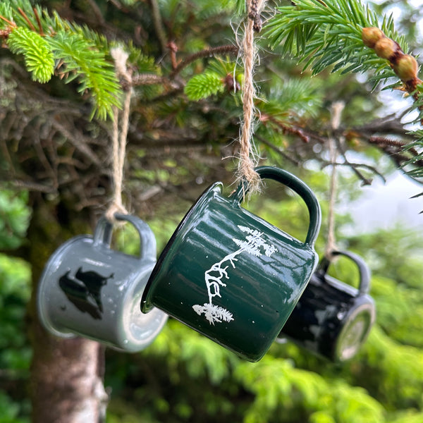 Mt Forest - Mini Enamel Campfire Espresso Mugs or Ornaments 3oz