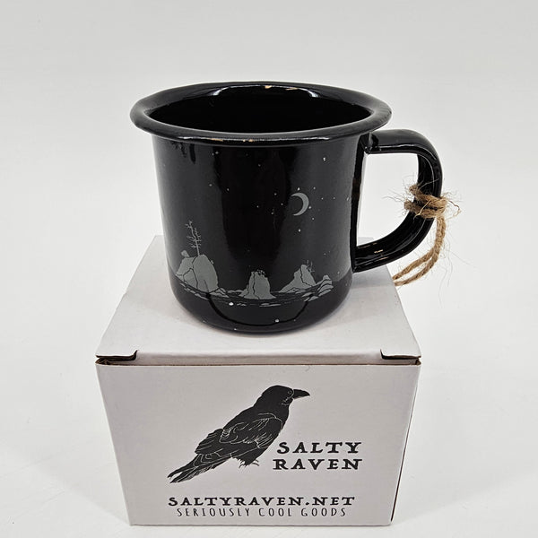 Moon Over Three Graces - Mini Enamel Campfire Espresso Mugs or Ornaments 3oz