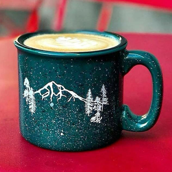 Mountain Forest Forest Green 15oz Ceramic Campfire Mug