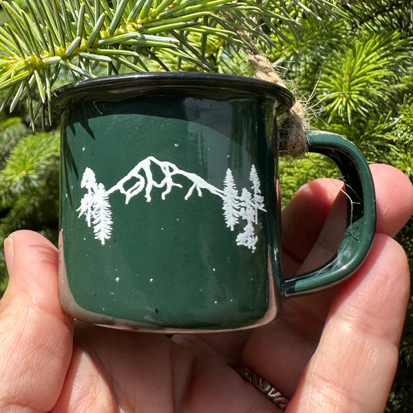 Mt Forest - Mini Enamel Campfire Espresso Mugs or Ornaments 3oz