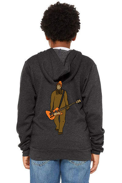 Mr Big on Bass- Youth Zipped Hoodie Dark Grey Heather