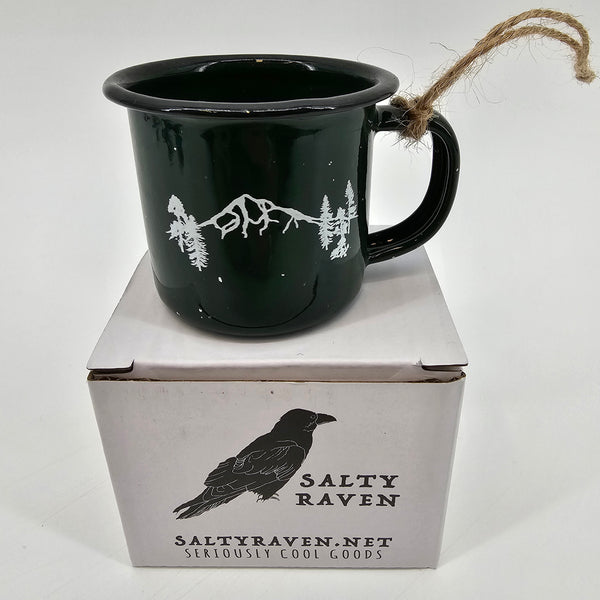 Mt Forest - Mini Enamel Campfire Espresso Mugs or Ornaments 3oz