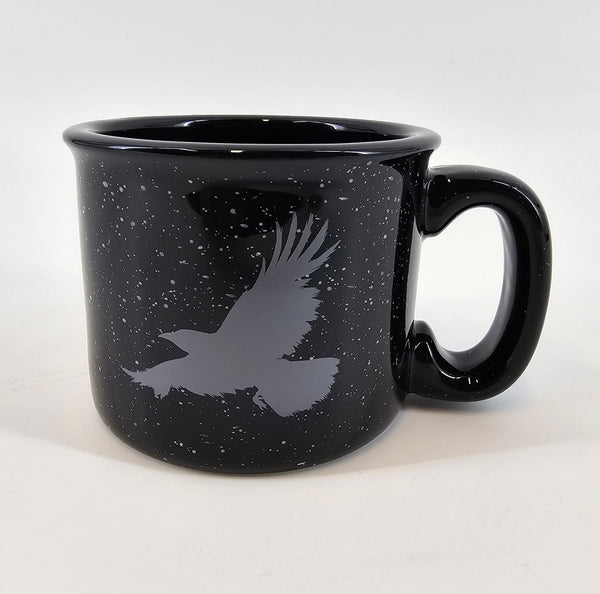 Flying Raven Black 15oz Ceramic Campfire Mug