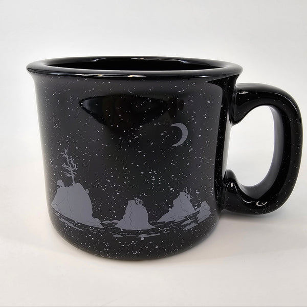 Moon Over Three Graces Black 15oz Ceramic Campfire Mug