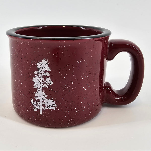 Pine Tree Flock Maroon 15oz Ceramic Campfire Mug