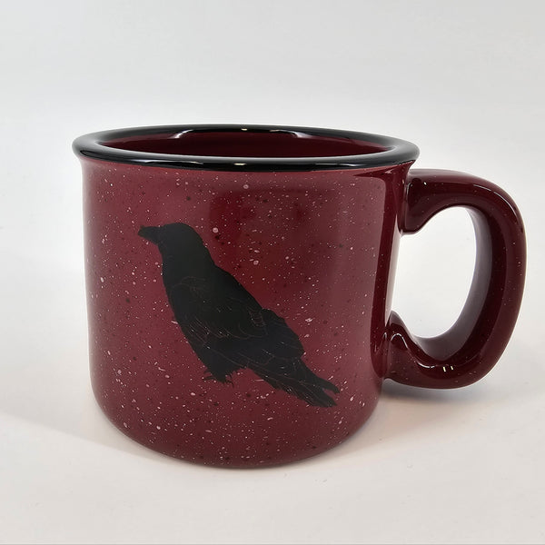 Perched Raven Maroon 15oz Ceramic Campfire Mug