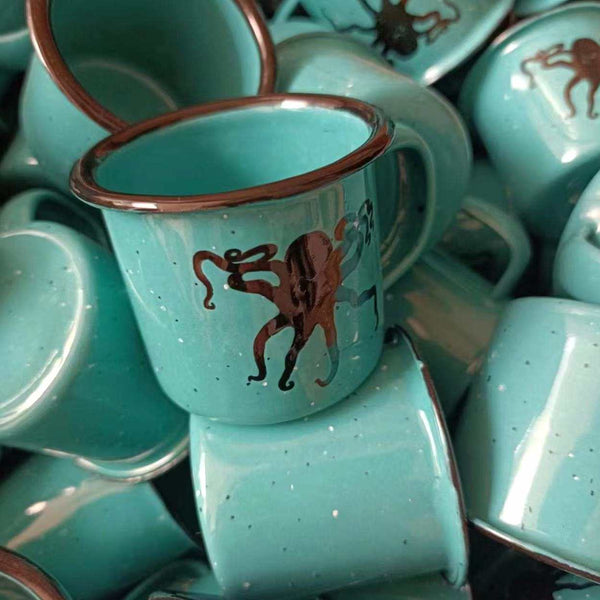 Octopus - Mini Enamel Campfire Espresso Mugs or Ornaments 3oz