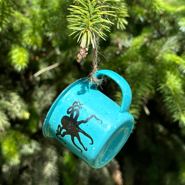 Octopus - Mini Enamel Campfire Espresso Mugs or Ornaments 3oz