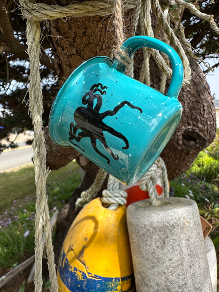 Octopus - Mini Enamel Campfire Espresso Mugs or Ornaments 3oz