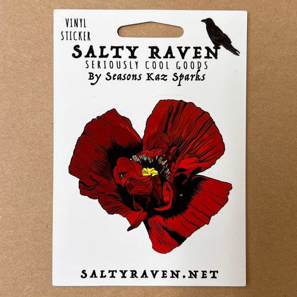 Red Poppy Flower HVS Vinyl Peel Away Sticker