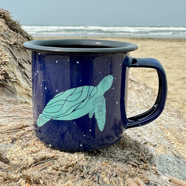 Sea Turtle - Mini Enamel Campfire Espresso Mugs or Ornaments 3oz