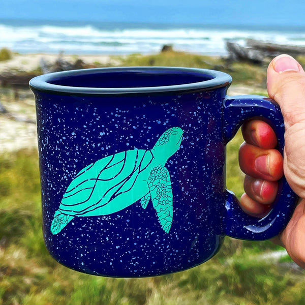 Sea Turtle Cobalt Blue 15oz Ceramic Campfire Mug