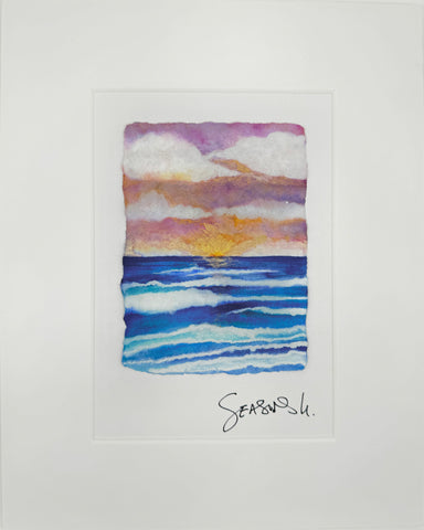 Sunset Sea 8x10  - Original Watercolor Paintings By Seasons Kaz Sparks