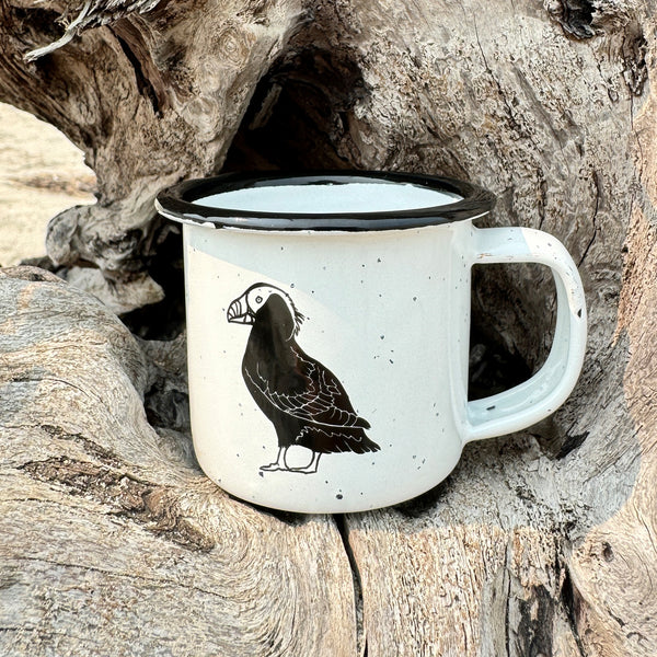 Tufted Puffin - Mini Enamel Campfire Espresso Mugs or Ornaments 3oz