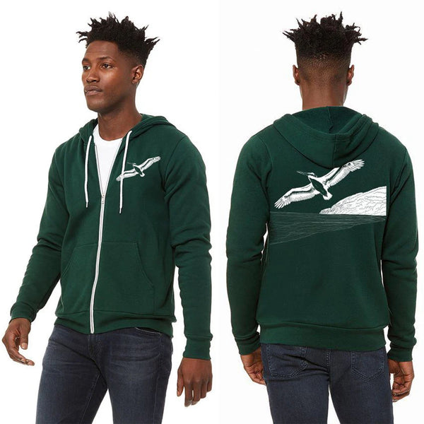 Pelicanza Pelican Beach *Limited Edition*  Ultra Soft Zip Up Hoodie - Forest