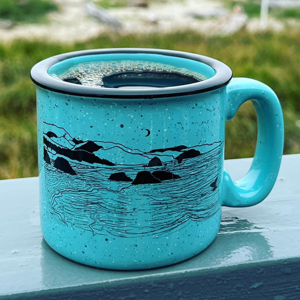 Whale's Tail Ocean Aqua Ceramic Campfire Mug