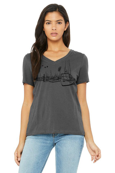 Salty Port V-Neck *Limited Edition* Tee  - Women's Asphalt