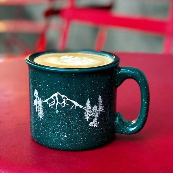 Mountain Forest Forest Green 15oz Ceramic Campfire Mug