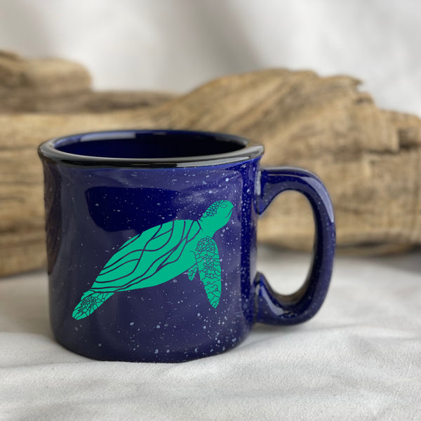 Sea Turtle Cobalt Blue 15oz Ceramic Campfire Mug