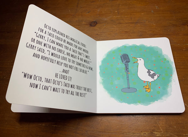 Flock of Gerry's "Gerry Loves Tacos" Book by Seasons Kaz Sparks