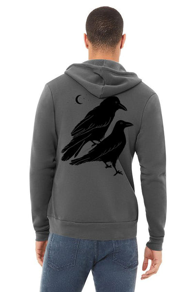 Celestial Raven Ultra Soft Zip-Up Hoodie - Unisex Asphalt
