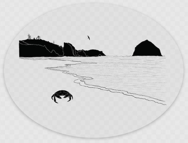 Crabby Beach Oval Vinyl Sticker