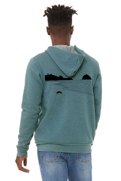 Crabby Beach Unisex Heather Deep Teal Ultra Soft Zip up Hoodie -