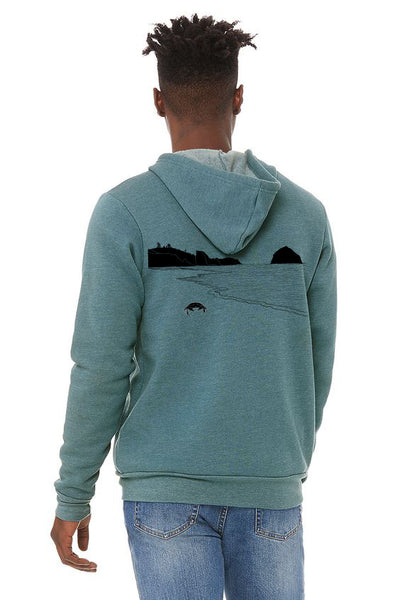 Crabby Beach Unisex Heather Deep Teal Ultra Soft Zip up Hoodie -