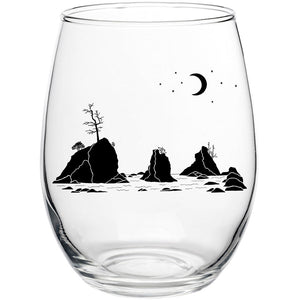 Moon Over Three Graces Stemless Wine Glass