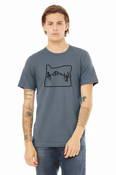 Oregon Map Mt Hood “Limited Edition” T-Shirt - Unisex Steel Blue