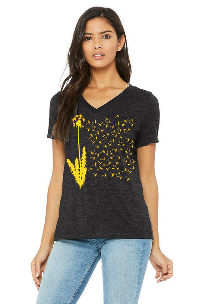1000 Wishes V-Neck Tee  - Women's Dark Grey Heather