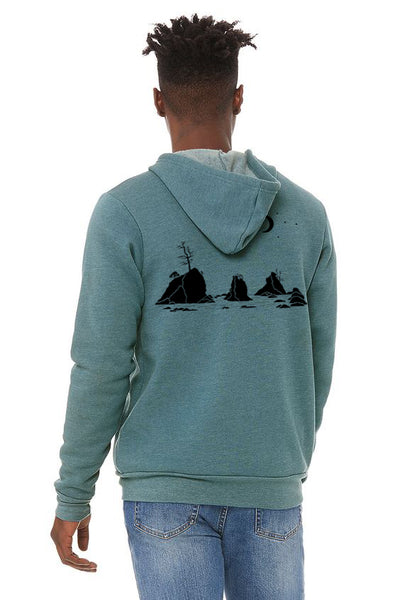 Moon Over Three Graces Ultra Soft Zip Up-Hoodie - Unisex Heather Deep Teal