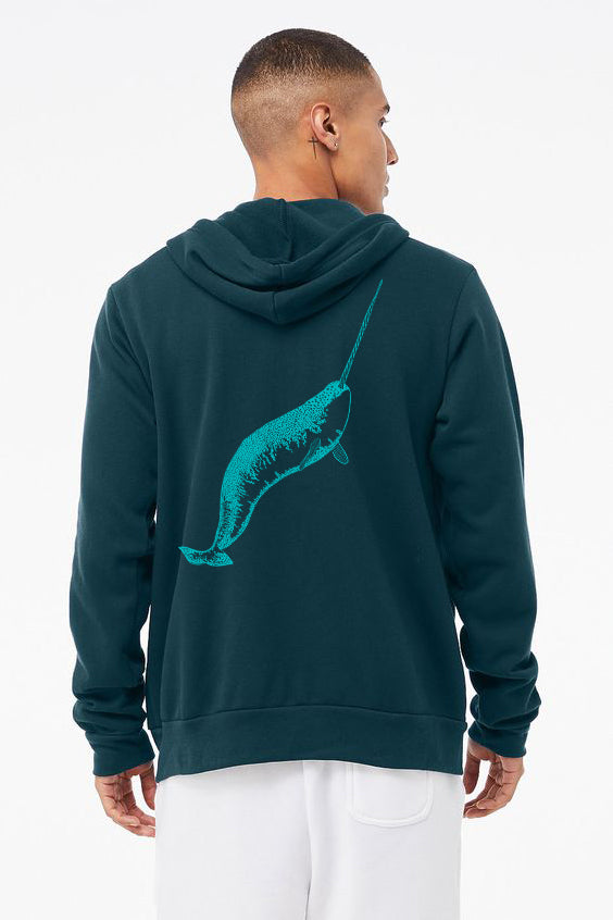 Narwhale Narwhal Whale UltraSoft Zip Up Sponge Fleece Hoodie – Salty Raven